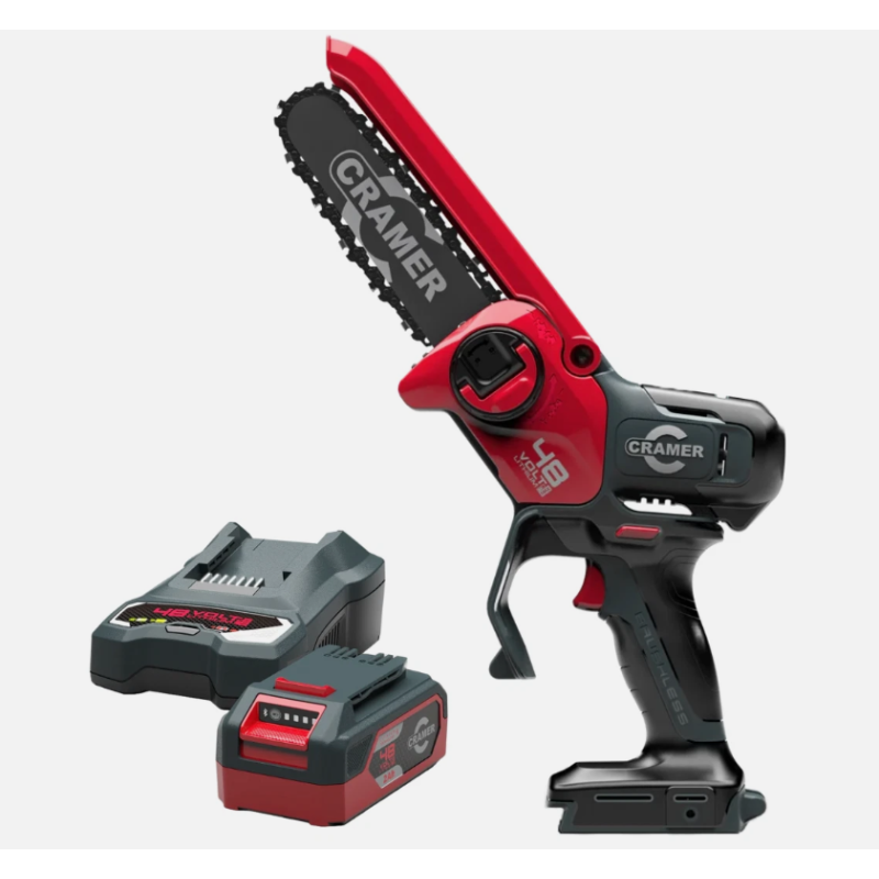 KIT DE MINI-MOTOSIERRA DE 48V (INCL 1x2Ah, CARGADOR DE UNA RANURA, BOLSA SUAVE)