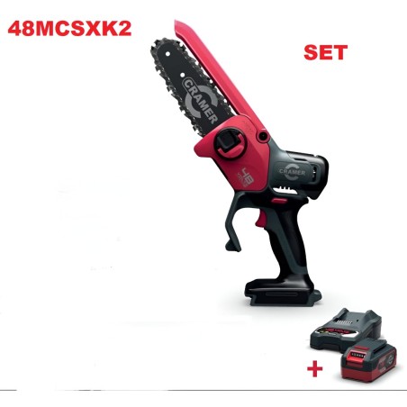 KIT MINI-MOTOSIERRA DE 48V CON ACEITE (INCLUIDO CARGADOR, BOLSA SUAVE)